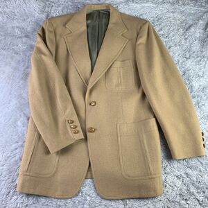 Vintage Stanley Blacker Sport Coat Mens 42R Tan Dill Leather Buttons Made USA